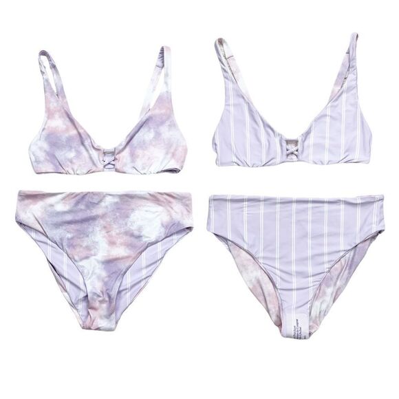 Roxy Sea & Waves Purple Reversible Triangle Bikini Size Medium - Picture 1 of 8